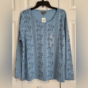 Blue Floral Long Sleeve Top